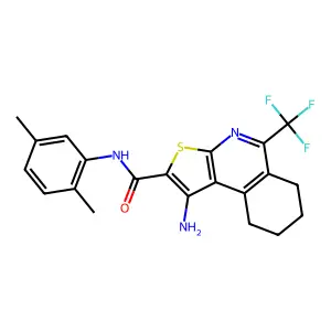 1-amino-N-(2,5-dimethylphenyl)-5-(trifluoromethyl)-6,7,8,9-tetrahydrothieno[2,3-c]isoquinoline-2-carboxamide structure
