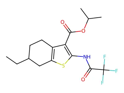 propan-2-yl 6-ethyl-2-[(2,2,2-trifluoroacetyl)amino]-4,5,6,7-tetrahydro-1-benzothiophene-3-carboxylate structure