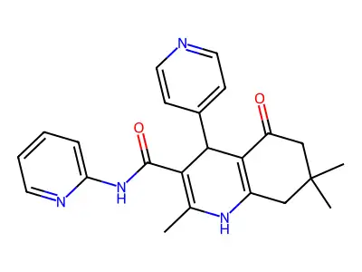 2,7,7-trimethyl-5-oxo-N-pyridin-2-yl-4-pyridin-4-yl-1,4,6,8-tetrahydroquinoline-3-carboxamide structure