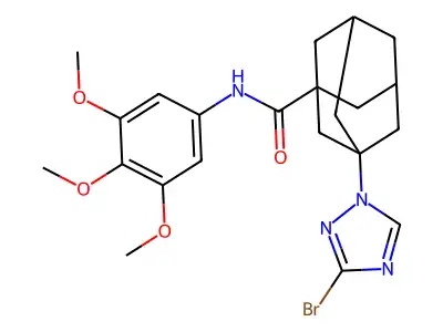 3-(3-bromo-1,2,4-triazol-1-yl)-N-(3,4,5-trimethoxyphenyl)adamantane-1-carboxamide structure