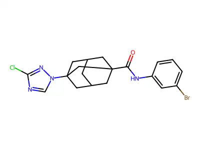 N-(3-bromophenyl)-3-(3-chloro-1,2,4-triazol-1-yl)adamantane-1-carboxamide structure