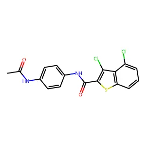 N-(4-acetamidophenyl)-3,4-dichloro-1-benzothiophene-2-carboxamide structure