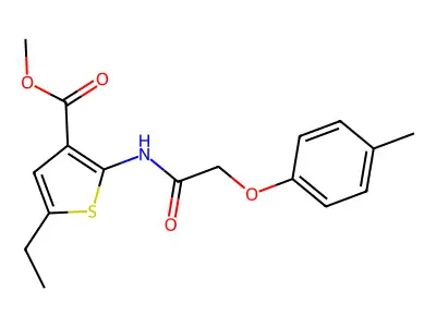 Methyl 5-ethyl-2-[[2-(4-methylphenoxy)acetyl]amino]thiophene-3-carboxylate structure