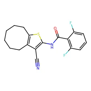 N-(3-cyano-4,5,6,7,8,9-hexahydrocycloocta[b]thiophen-2-yl)-2,6-difluorobenzamide structure