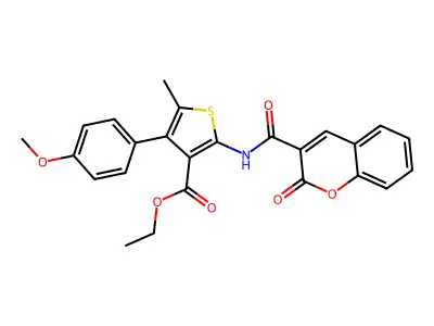 ethyl 4-(4-methoxyphenyl)-5-methyl-2-[(2-oxochromene-3-carbonyl)amino]thiophene-3-carboxylate structure