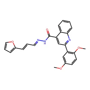 2-(2,5-dimethoxyphenyl)-N-[(E)-[(E)-3-(furan-2-yl)prop-2-enylidene]amino]quinoline-4-carboxamide structure