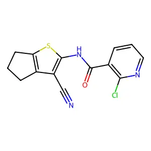 2-chloro-N-(3-cyano-5,6-dihydro-4H-cyclopenta[b]thiophen-2-yl)pyridine-3-carboxamide structure