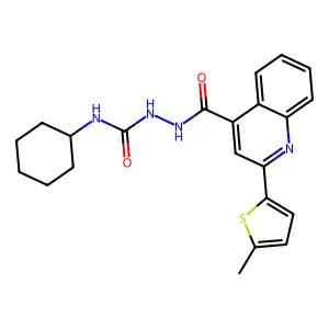 1-Cyclohexyl-3-[[2-(5-methylthiophen-2-yl)quinoline-4-carbonyl]amino]urea structure