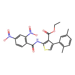 ethyl 4-(2,5-dimethylphenyl)-2-[(2,4-dinitrobenzoyl)amino]thiophene-3-carboxylate structure