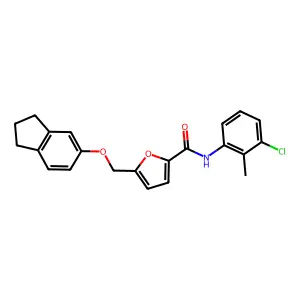 N-(3-chloro-2-methylphenyl)-5-(2,3-dihydro-1H-inden-5-yloxymethyl)furan-2-carboxamide structure