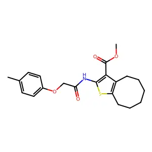 methyl 2-{[(4-methylphenoxy)acetyl]amino}-4,5,6,7,8,9-hexahydrocycloocta[b]thiophene-3-carboxylate structure