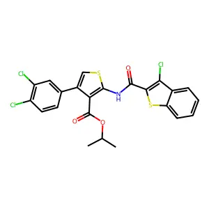 isopropyl 2-{[(3-chloro-1-benzothien-2-yl)carbonyl]amino}-4-(3,4-dichlorophenyl)thiophene-3-carboxylate structure