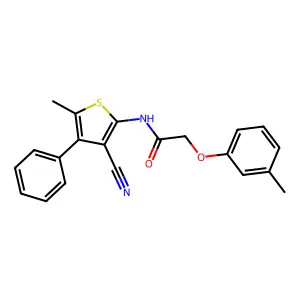 N-(3-cyano-5-methyl-4-phenylthiophen-2-yl)-2-(3-methylphenoxy)acetamide structure