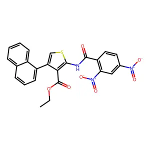 Ethyl 2-({2,4-bisnitrobenzoyl}amino)-4-(1-naphthyl)-3-thiophenecarboxylate structure