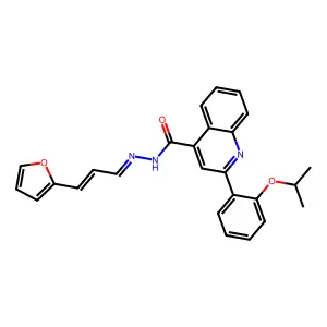 N-[(E)-[(E)-3-(furan-2-yl)prop-2-enylidene]amino]-2-(2-propan-2-yloxyphenyl)quinoline-4-carboxamide structure