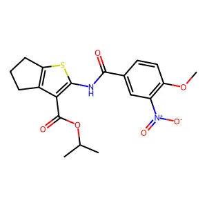isopropyl 2-({3-nitro-4-methoxybenzoyl}amino)-5,6-dihydro-4H-cyclopenta[b]thiophene-3-carboxylate structure