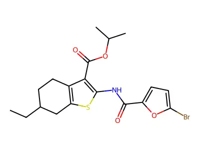 propan-2-yl 2-[(5-bromofuran-2-carbonyl)amino]-6-ethyl-4,5,6,7-tetrahydro-1-benzothiophene-3-carboxylate structure
