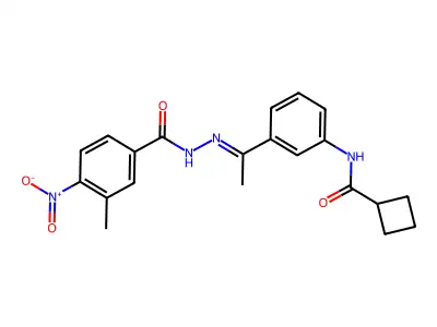 N-[(E)-1-[3-(cyclobutanecarbonylamino)phenyl]ethylideneamino]-3-methyl-4-nitrobenzamide structure