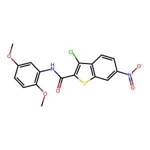 3-chloro-N-(2,5-dimethoxyphenyl)-6-nitro-1-benzothiophene-2-carboxamide structure