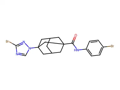 N-(4-bromophenyl)-3-(3-bromo-1,2,4-triazol-1-yl)adamantane-1-carboxamide structure
