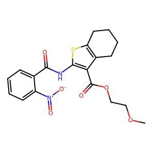 2-methoxyethyl 2-[(2-nitrobenzoyl)amino]-4,5,6,7-tetrahydro-1-benzothiophene-3-carboxylate structure