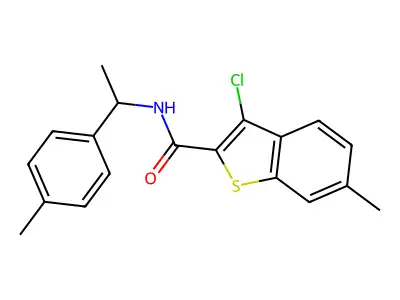 3-chloro-6-methyl-N-[1-(4-methylphenyl)ethyl]-1-benzothiophene-2-carboxamide structure