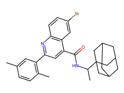 N-[1-(1-adamantyl)ethyl]-6-bromo-2-(2,5-dimethylphenyl)quinoline-4-carboxamide structure