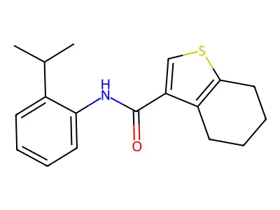N-(2-propan-2-ylphenyl)-4,5,6,7-tetrahydro-1-benzothiophene-3-carboxamide structure