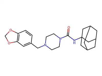 N-(1-adamantyl)-4-(1,3-benzodioxol-5-ylmethyl)piperazine-1-carboxamide structure
