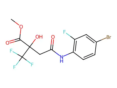 Methyl 4-(4-bromo-2-fluoroanilino)-2-hydroxy-4-oxo-2-(trifluoromethyl)butanoate structure