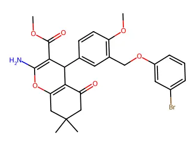 methyl 2-amino-4-{3-[(3-bromophenoxy)methyl]-4-methoxyphenyl}-7,7-dimethyl-5-oxo-5,6,7,8-tetrahydro-4H-chromene-3-carboxylate structure