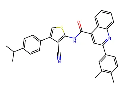 N-[3-cyano-4-(4-propan-2-ylphenyl)thiophen-2-yl]-2-(3,4-dimethylphenyl)quinoline-4-carboxamide structure