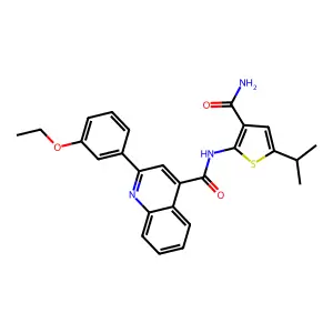 N-(3-carbamoyl-5-propan-2-ylthiophen-2-yl)-2-(3-ethoxyphenyl)quinoline-4-carboxamide structure