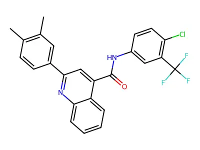 N-[4-chloro-3-(trifluoromethyl)phenyl]-2-(3,4-dimethylphenyl)quinoline-4-carboxamide structure