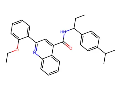 2-(2-ethoxyphenyl)-N-[1-(4-propan-2-ylphenyl)propyl]quinoline-4-carboxamide structure