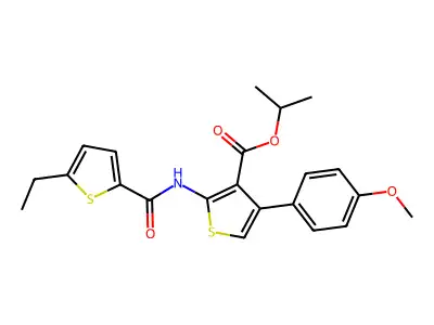 isopropyl 2-{[(5-ethyl-2-thienyl)carbonyl]amino}-4-(4-methoxyphenyl)-3-thiophenecarboxylate structure