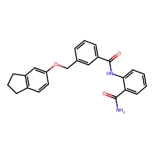 2-[[3-(2,3-dihydro-1H-inden-5-yloxymethyl)benzoyl]amino]benzamide structure