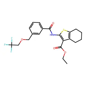 ethyl 2-({3-[(2,2,2-trifluoroethoxy)methyl]benzoyl}amino)-4,5,6,7-tetrahydro-1-benzothiophene-3-carboxylate structure