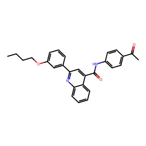 N-(4-acetylphenyl)-2-(3-butoxyphenyl)quinoline-4-carboxamide structure