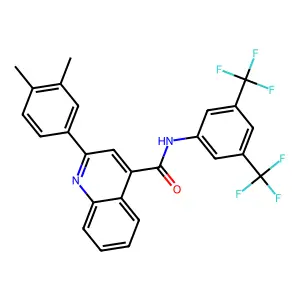 N-[3,5-bis(trifluoromethyl)phenyl]-2-(3,4-dimethylphenyl)quinoline-4-carboxamide structure
