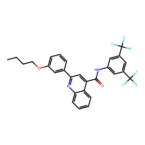 N-[3,5-bis(trifluoromethyl)phenyl]-2-(3-butoxyphenyl)quinoline-4-carboxamide structure