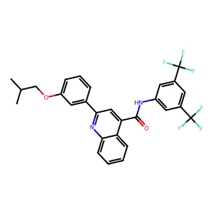 N-[3,5-bis(trifluoromethyl)phenyl]-2-[3-(2-methylpropoxy)phenyl]quinoline-4-carboxamide structure