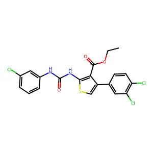 ethyl 2-[(3-chlorophenyl)carbamoylamino]-4-(3,4-dichlorophenyl)thiophene-3-carboxylate structure