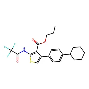 propyl 4-(4-cyclohexylphenyl)-2-[(2,2,2-trifluoroacetyl)amino]thiophene-3-carboxylate structure