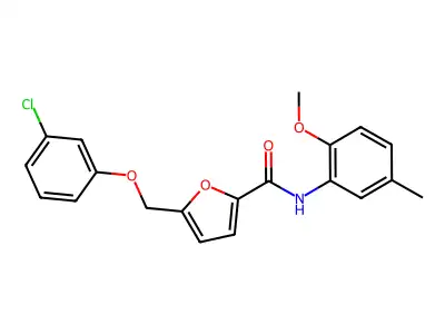 5-[(3-chlorophenoxy)methyl]-N-(2-methoxy-5-methylphenyl)furan-2-carboxamide structure