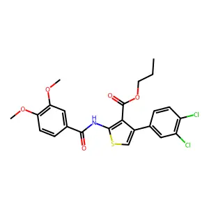 propyl 4-(3,4-dichlorophenyl)-2-[(3,4-dimethoxybenzoyl)amino]thiophene-3-carboxylate structure