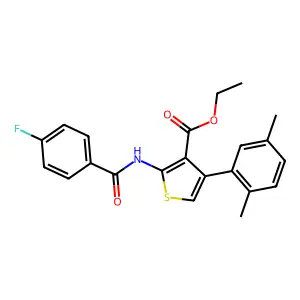 Ethyl 4-(2,5-dimethylphenyl)-2-[(4-fluorobenzoyl)amino]thiophene-3-carboxylate structure