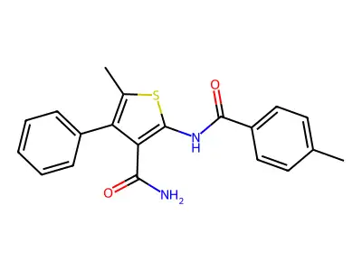 5-Methyl-2-[(4-methylbenzoyl)amino]-4-phenylthiophene-3-carboxamide structure
