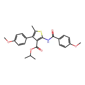 propan-2-yl 2-[(4-methoxybenzoyl)amino]-4-(4-methoxyphenyl)-5-methylthiophene-3-carboxylate structure