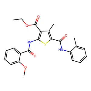 ethyl 2-[(2-methoxybenzoyl)amino]-4-methyl-5-[(2-methylphenyl)carbamoyl]thiophene-3-carboxylate structure